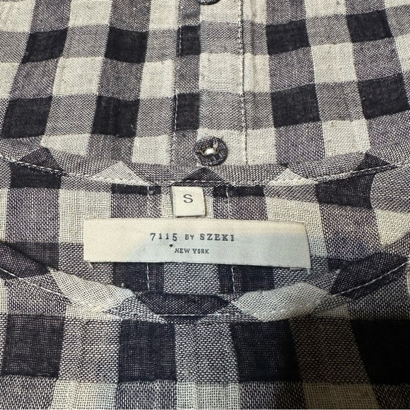 7115 by Szeki plaid button back tie front blouse top small - Picture 3 of 4